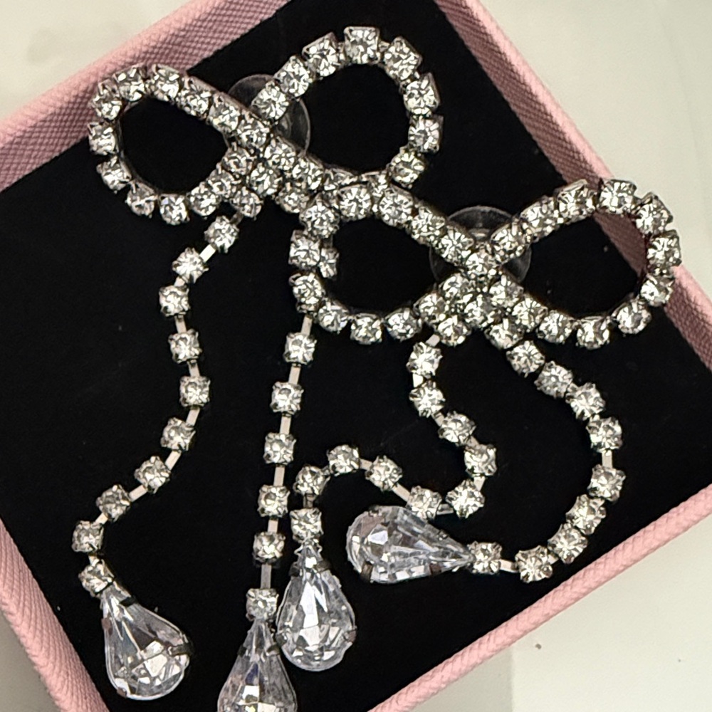 Crystal Bow Drop Rhinestone Brooch